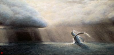 Humpback Whale Breaching In Moonlight