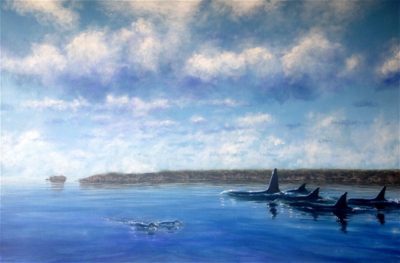 Orca And little Blues in the Channel